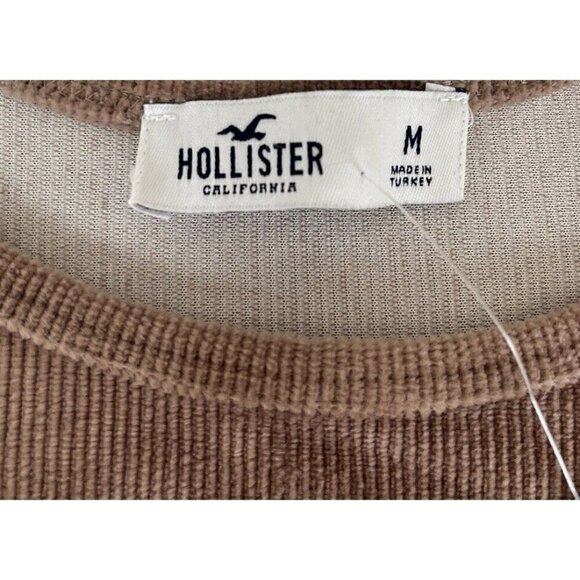 Hollister Womans Sz M Tan Corduroy Ribbed Short Sleeve Scoop Neck Top NWT - Picture 6 of 8